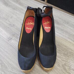 Christian Louboutin Paris Lace Up Rope Wedges Espadrilles